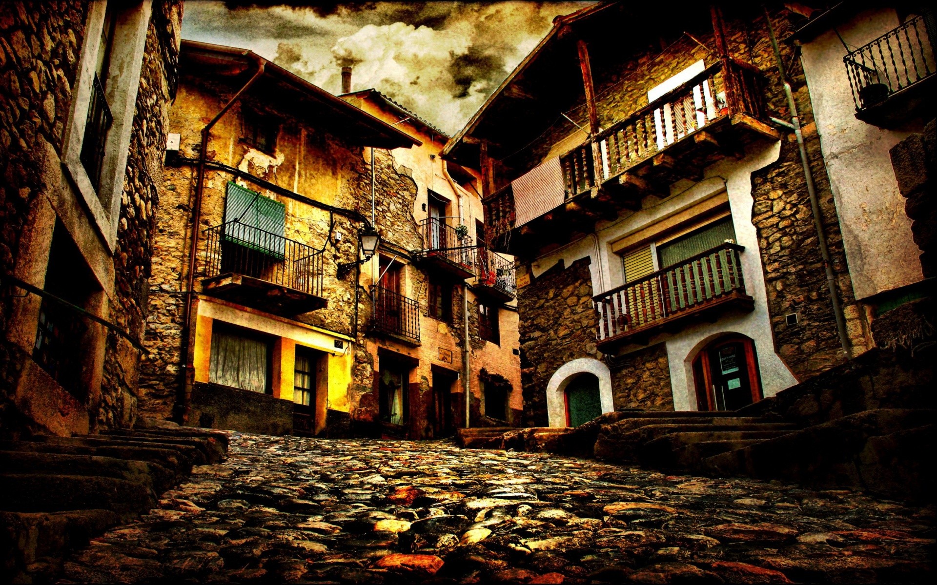 Cityscapes old roads hdr photography house wallpaper 1920x1200 1920x1200
