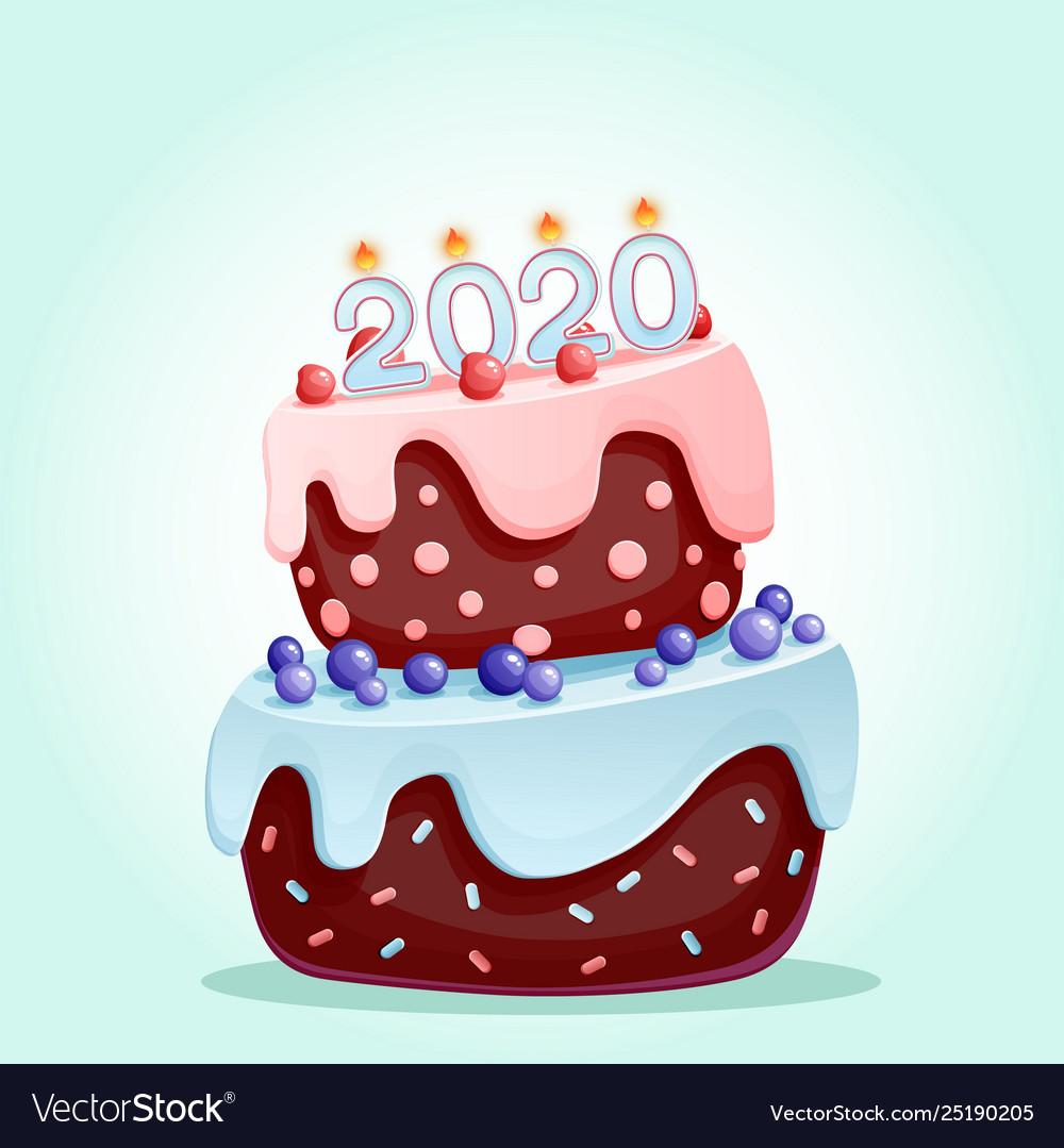 🔥 Free download candles on a festive cake happy new year Vector Image