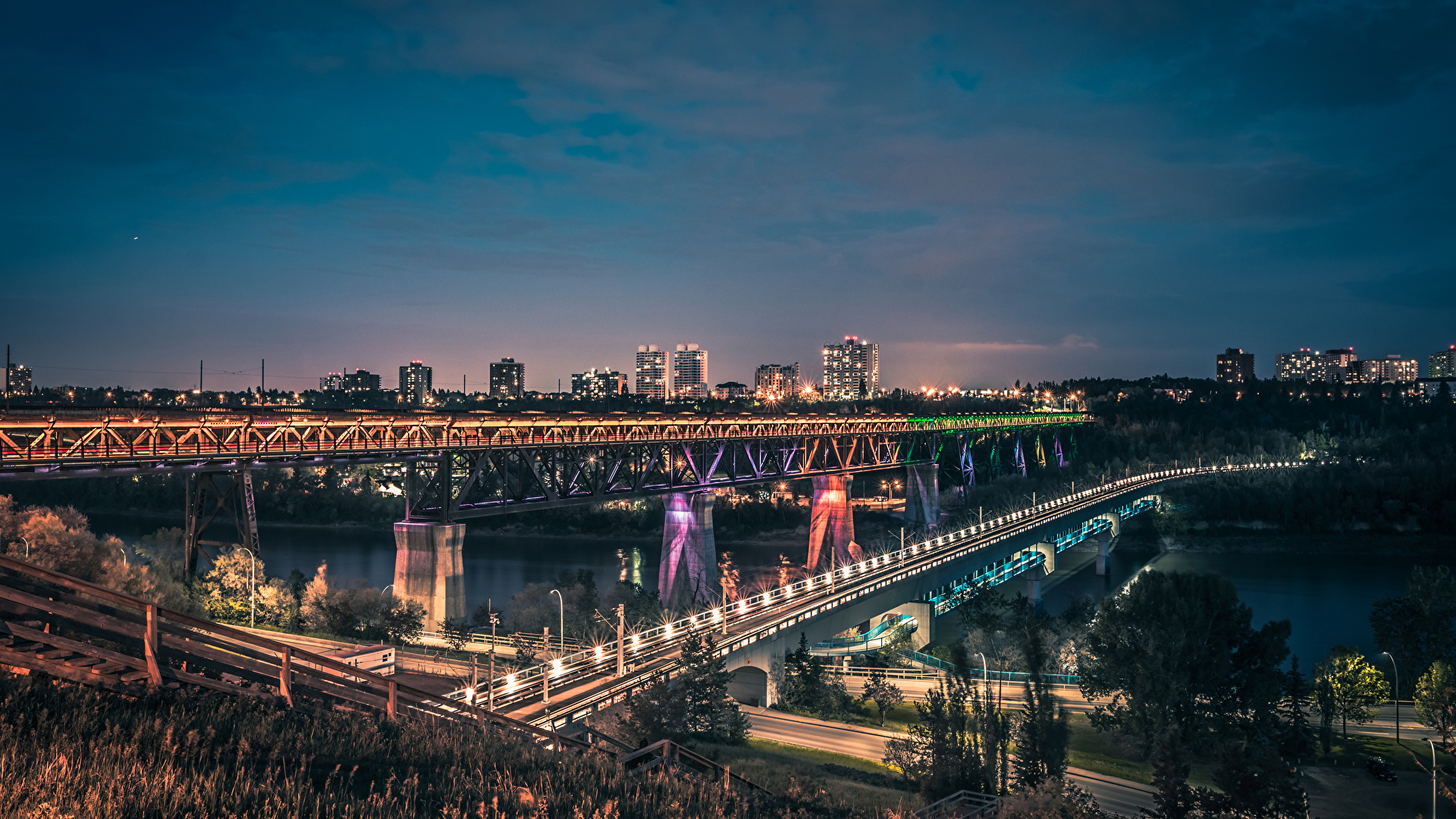 Desktop Wallpaper Canada Edmonton Alberta Bridges Roads