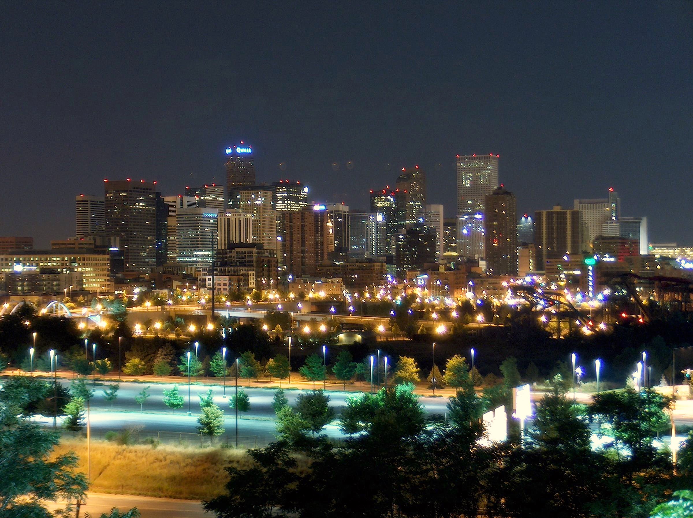 Denver Colorado City Night Skyline