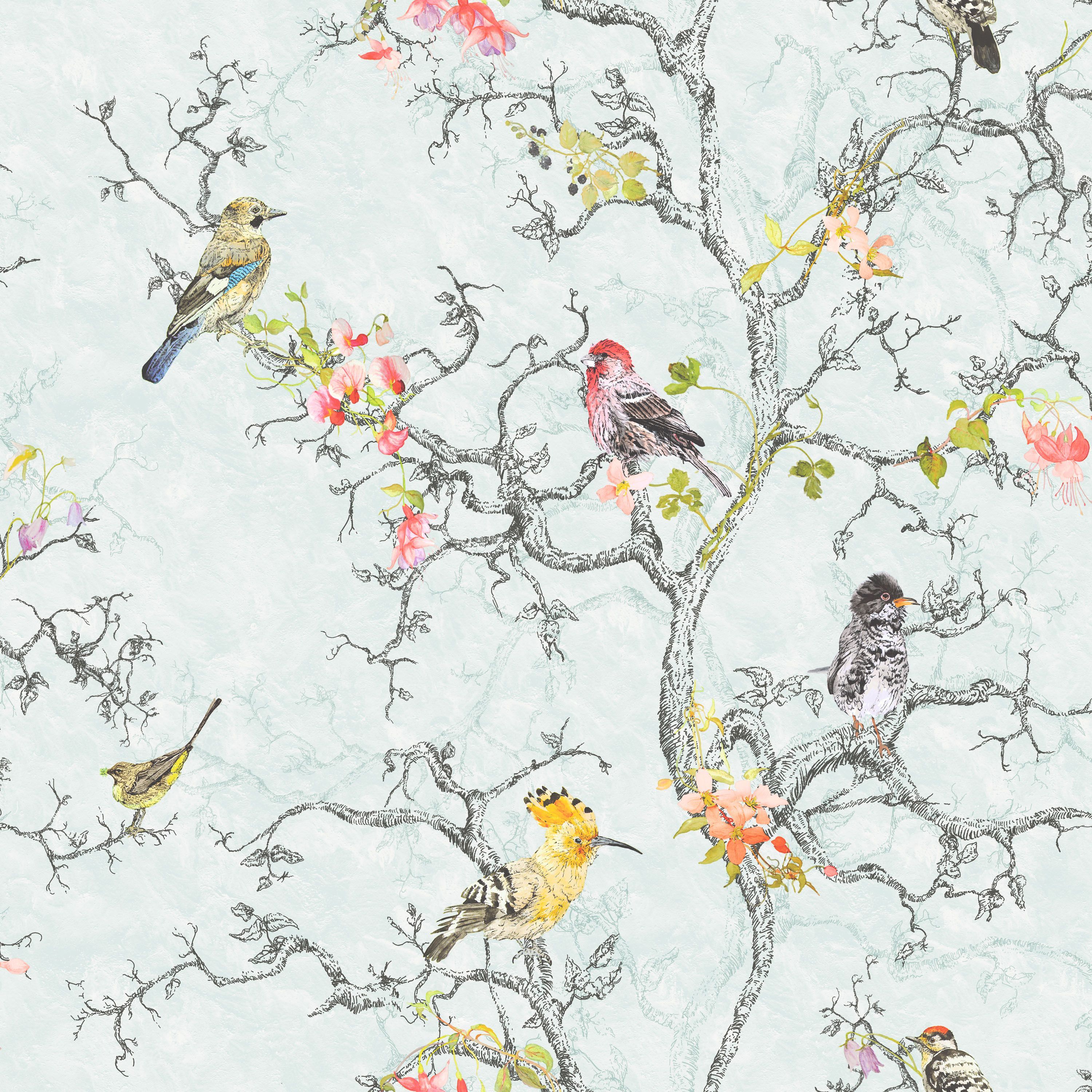 Statement Ornithology Blue Birds Wallpaper Departments DIY at 3000x3000