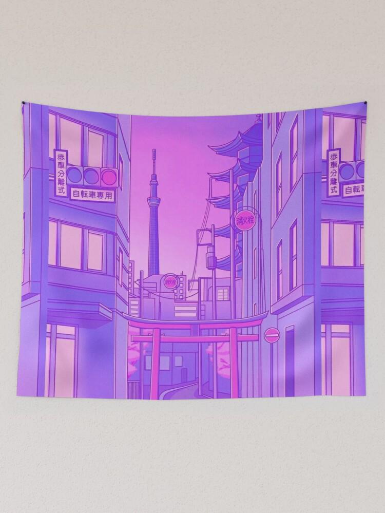 Pastel City Pop Japanese Scenery Lilac Purple Wallpaper Citypop
