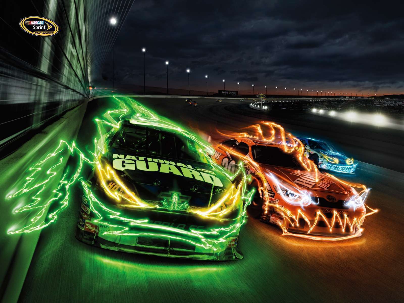 Jr Tony Stewart Jimmie Johnson Nascar Sprint Cup Monster Ad Wallpaper