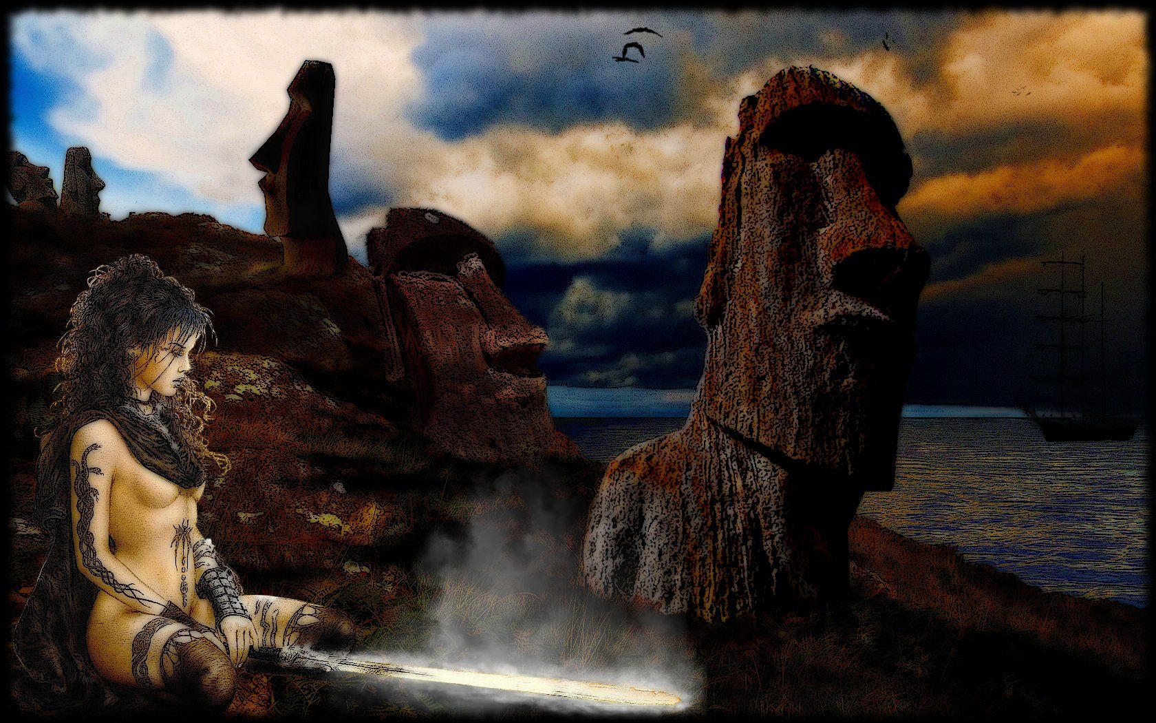 Fantasy Moai Desktop Wallpaper Nr By Mc00078
