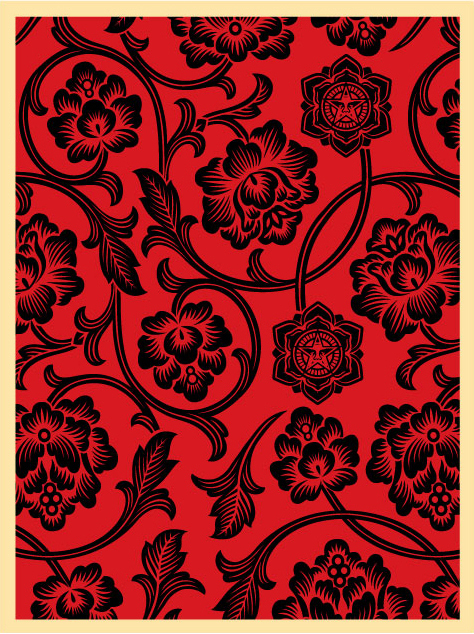 Obey Flower Vine Black Red Edition Of Size X Inches
