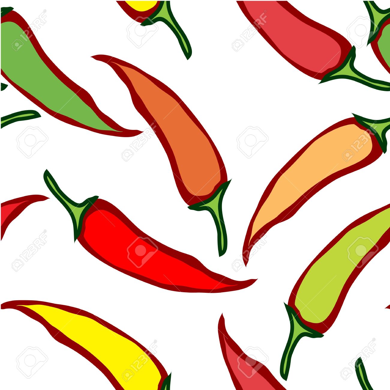 Seamless Chili Pepper Wallpaper On White Royalty Cliparts