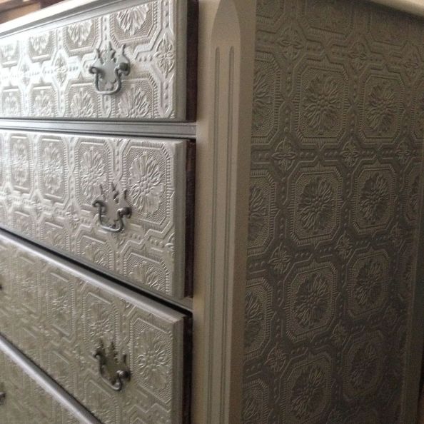 Free Download Dresser Makeover Metallic Silver Paint Textured