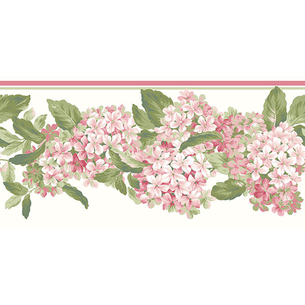 Pink Hydrangea Border Wallpaper Border   Wall Sticker Outlet