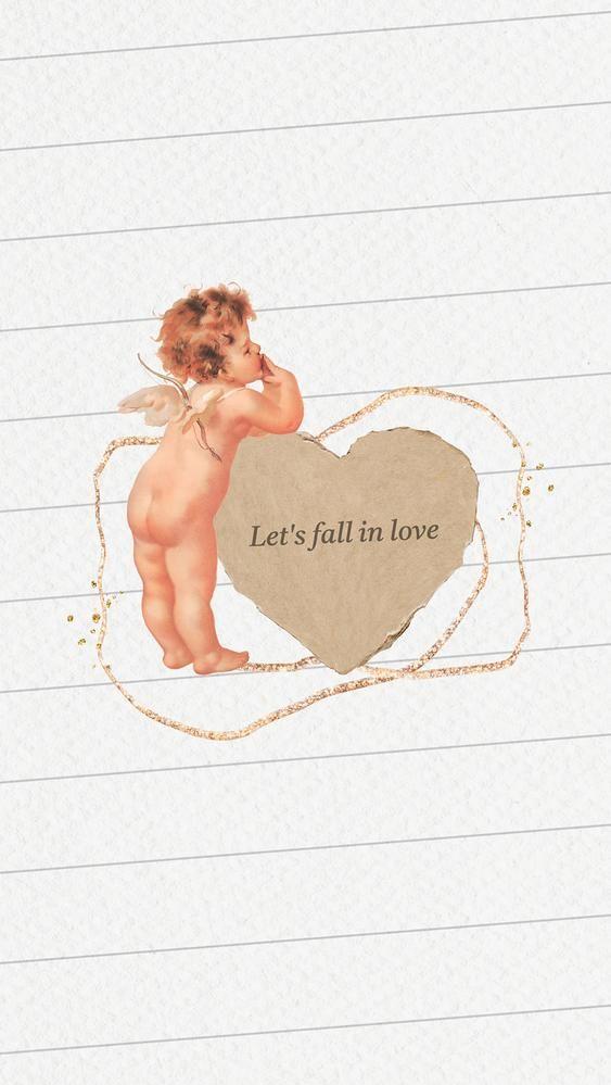 Cupid Paper Heart Phone Wallpaper Let S Fall In Love Background