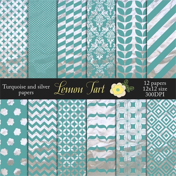 Turquoise and silver foil backgrounds   Digital Papers Backgrounds 612x612