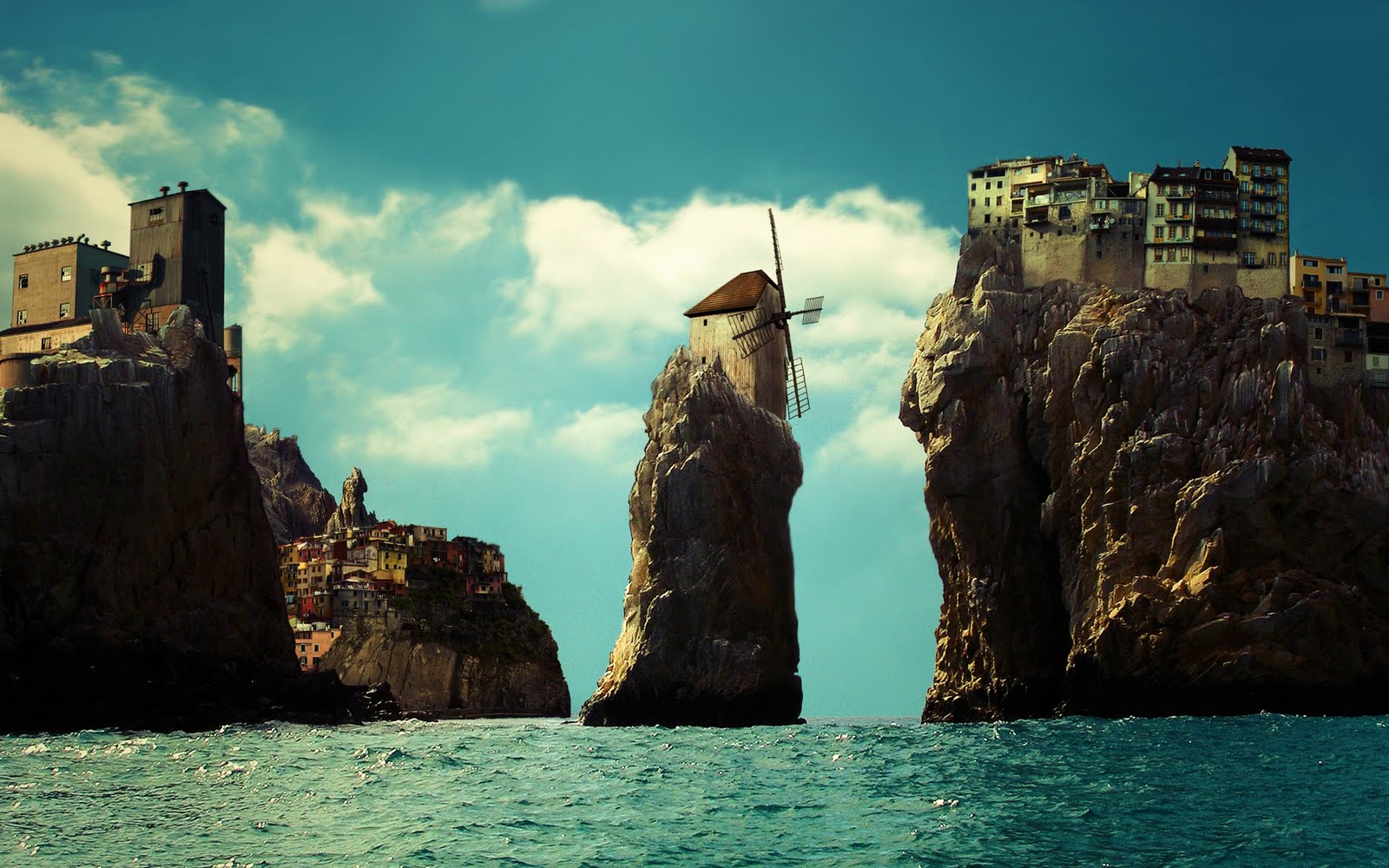 Amazing suspended village over the sea wallpaper The Wallpaper 1600x1000