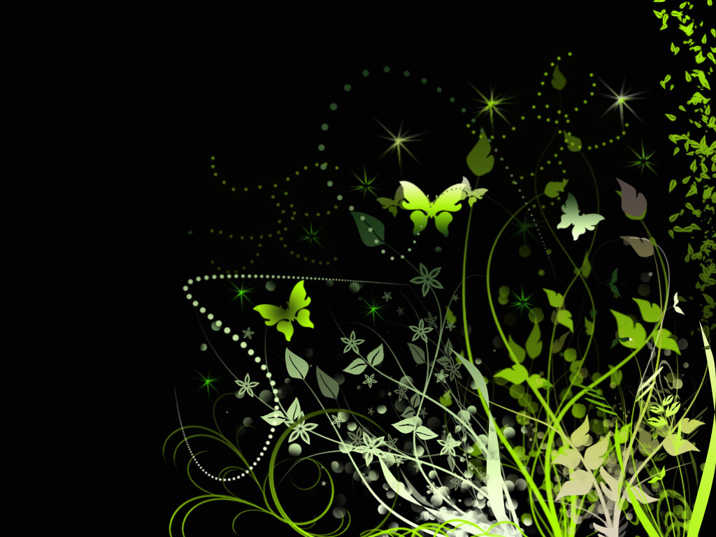 Green Butterfly Background Wallpaper