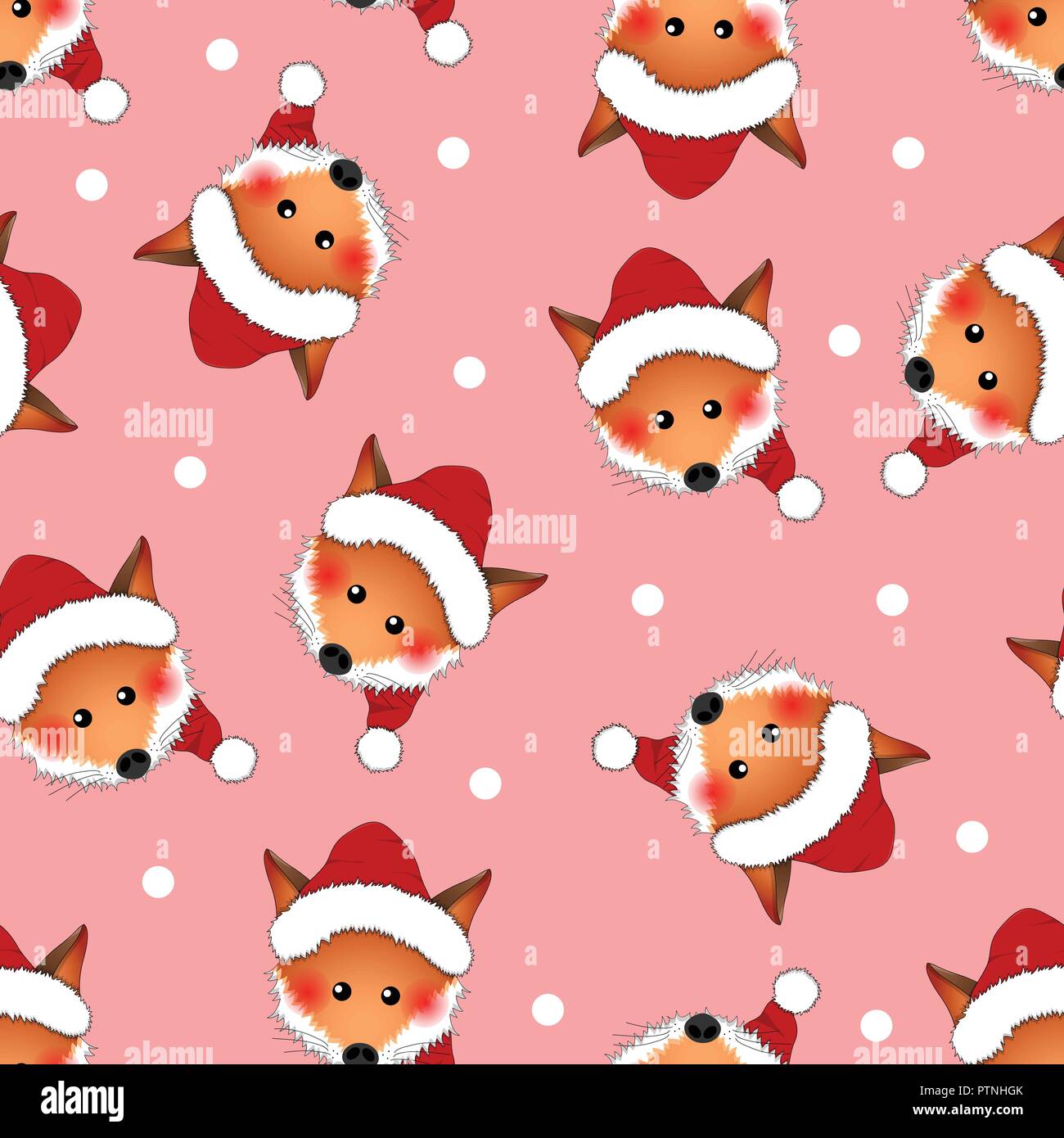 free-download-red-fox-santa-claus-on-pink-christmas-background-vector