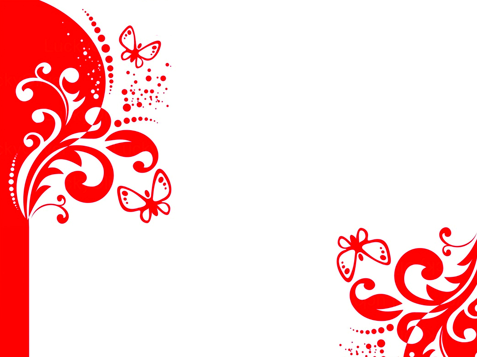 Red Decor And Butterflies Background Ppt Templates