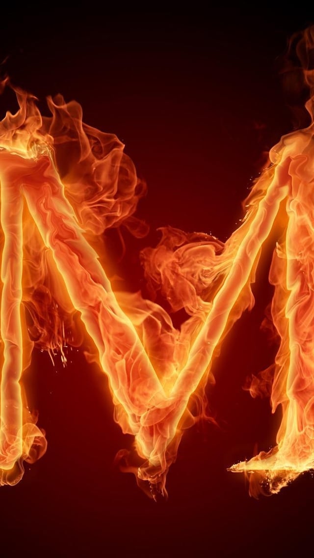 Burning Letter M Wallpaper   Free iPhone Wallpapers