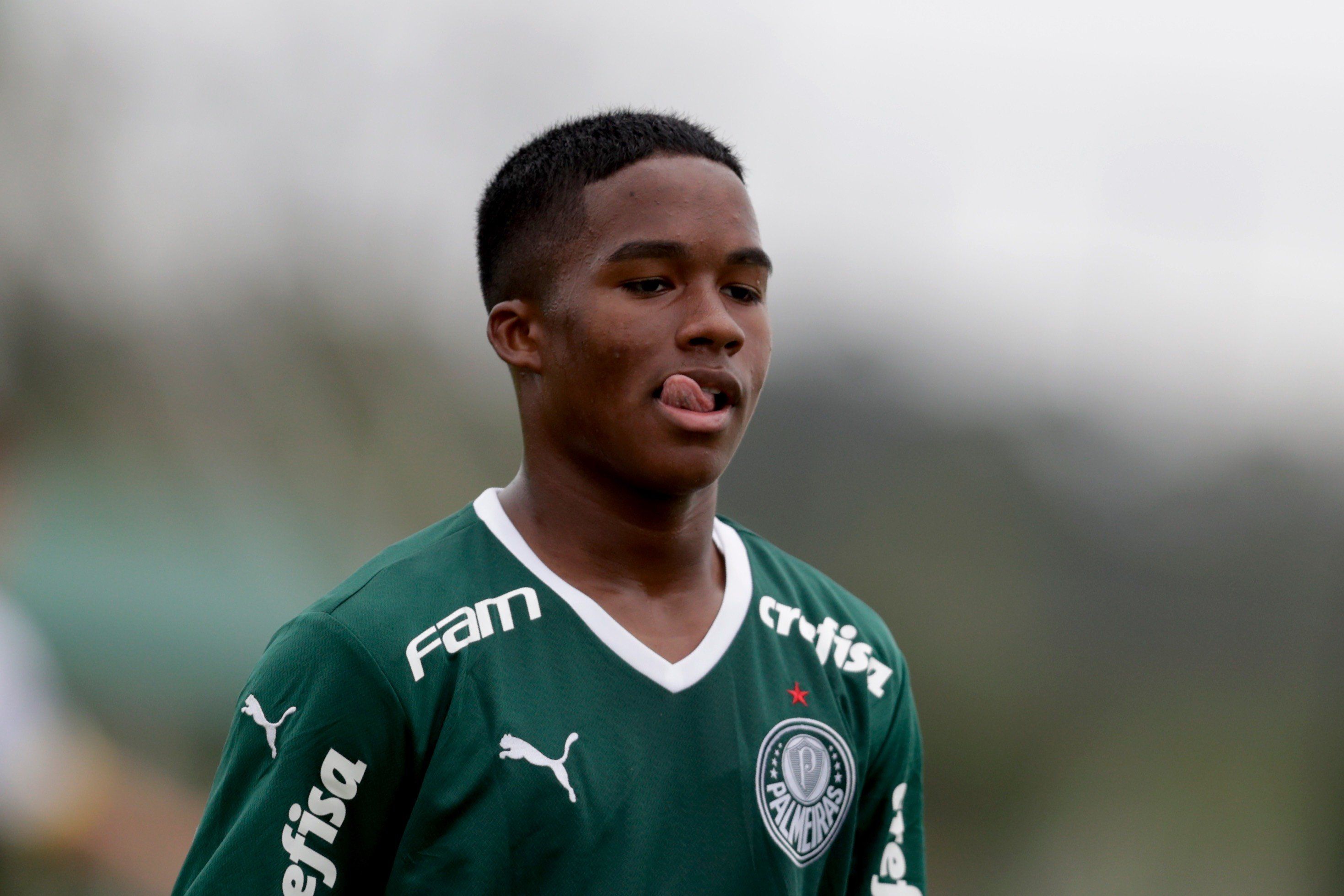 Endrick Felipe of Palmeiras during a soccer match