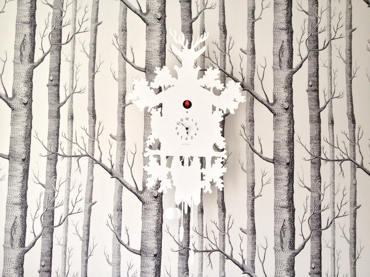 Domeniconi Cuckoo Clock Against Cole Son Birch Wallpaper
