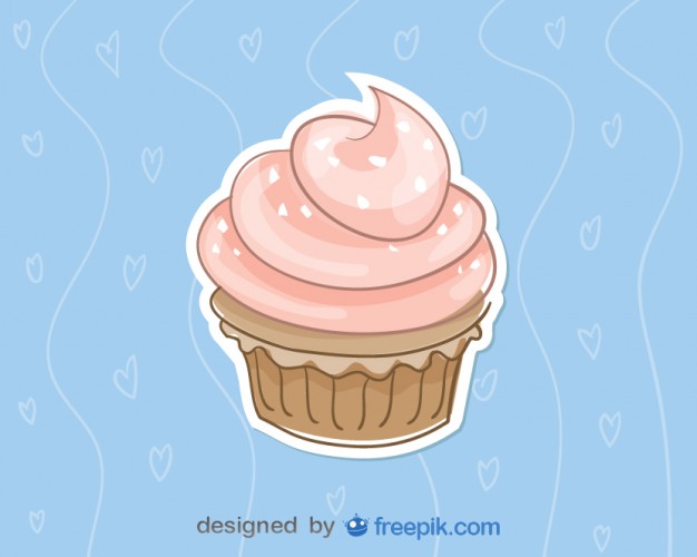 Pink Cupcake On Blue Background Vector Illustration