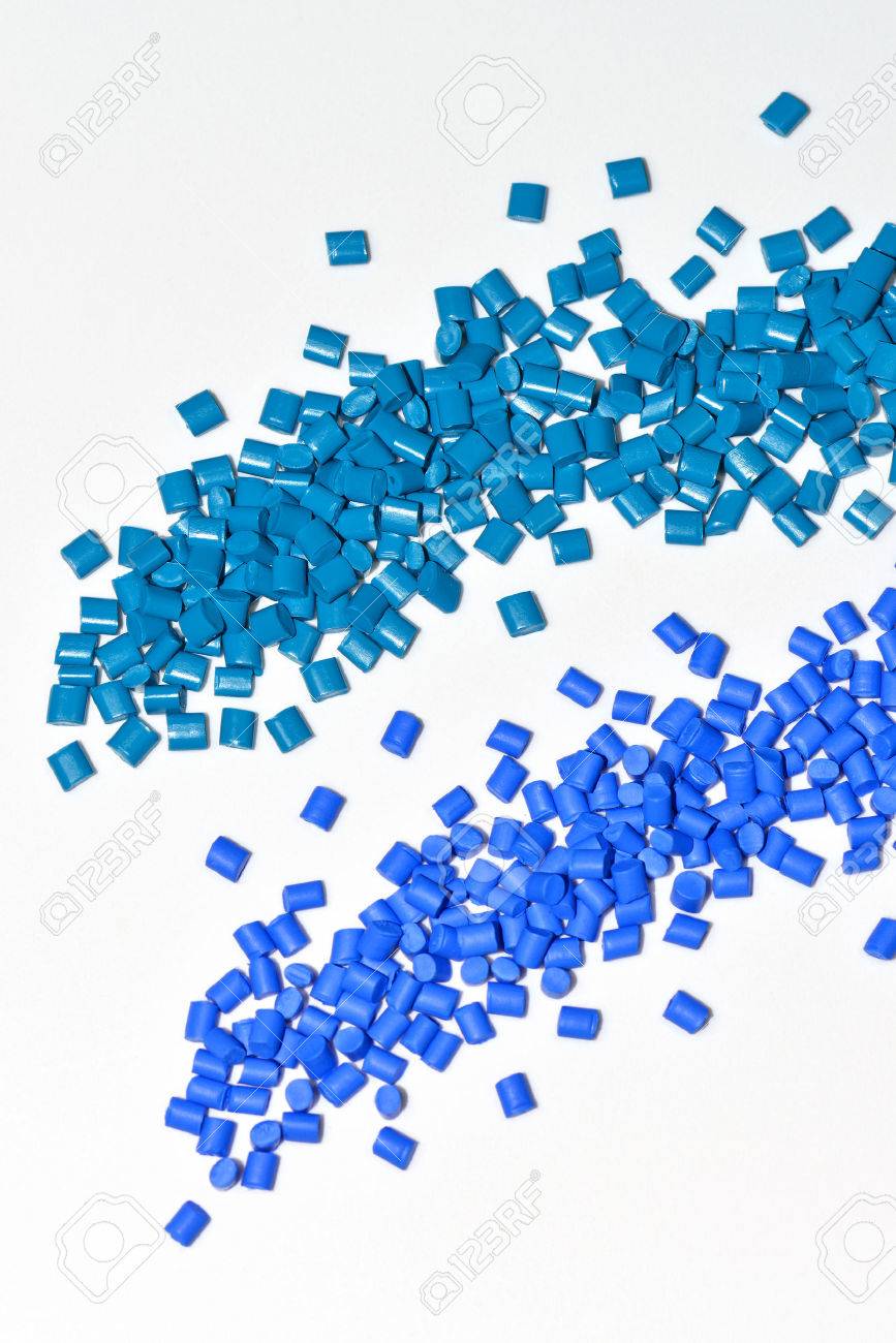 Two Different Blue Polymer Resin Pellets For Injection Moulding