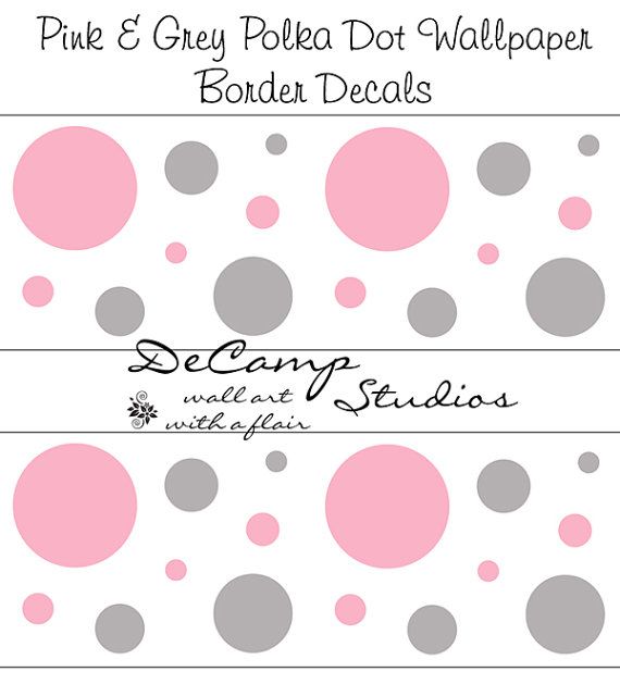 Free download Pink and Grey Gray Polka Dot Circle wallpaper border wall