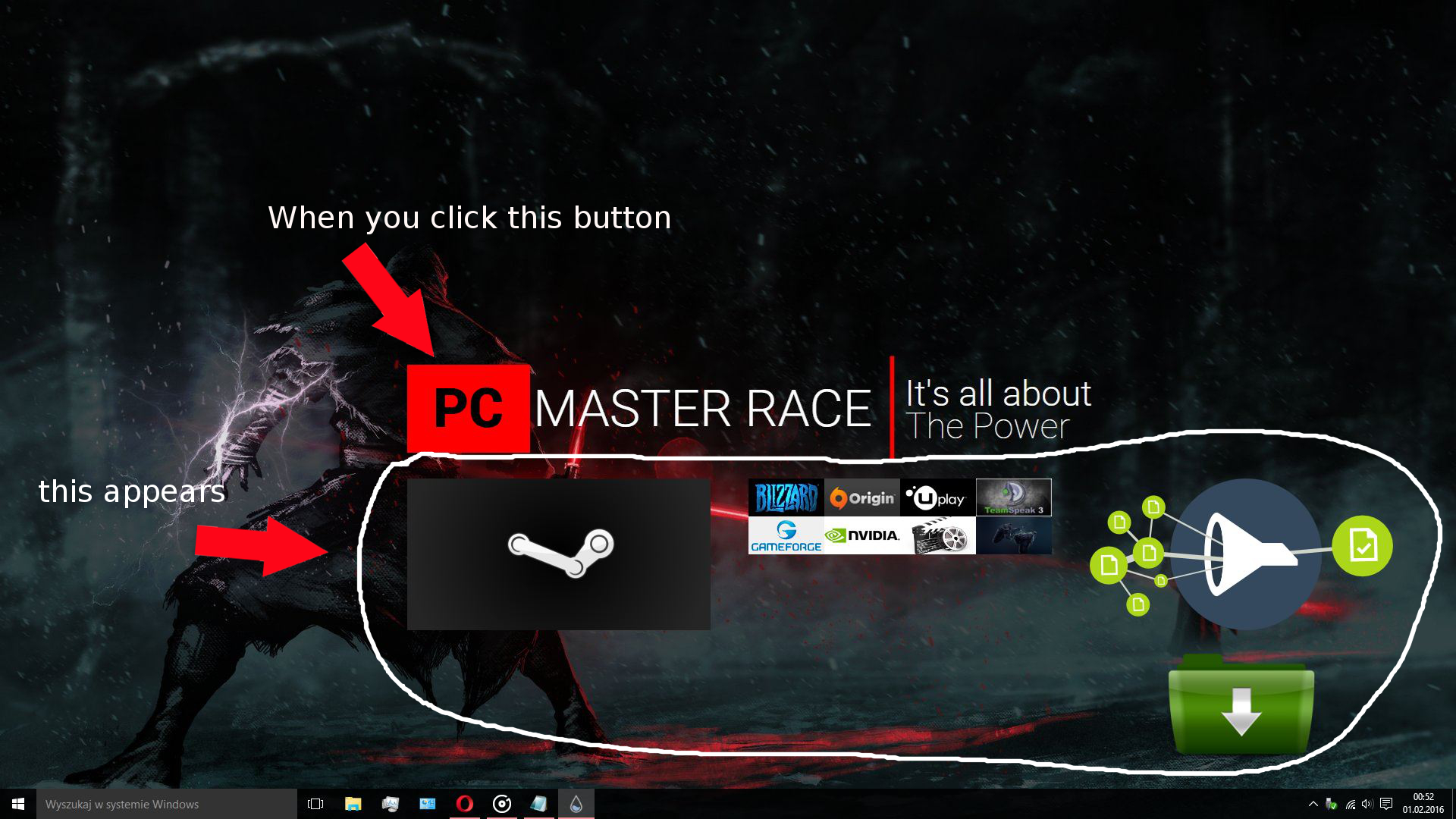 Rainmeter Pc Master Race Red Pcbutton By Gruciupl On