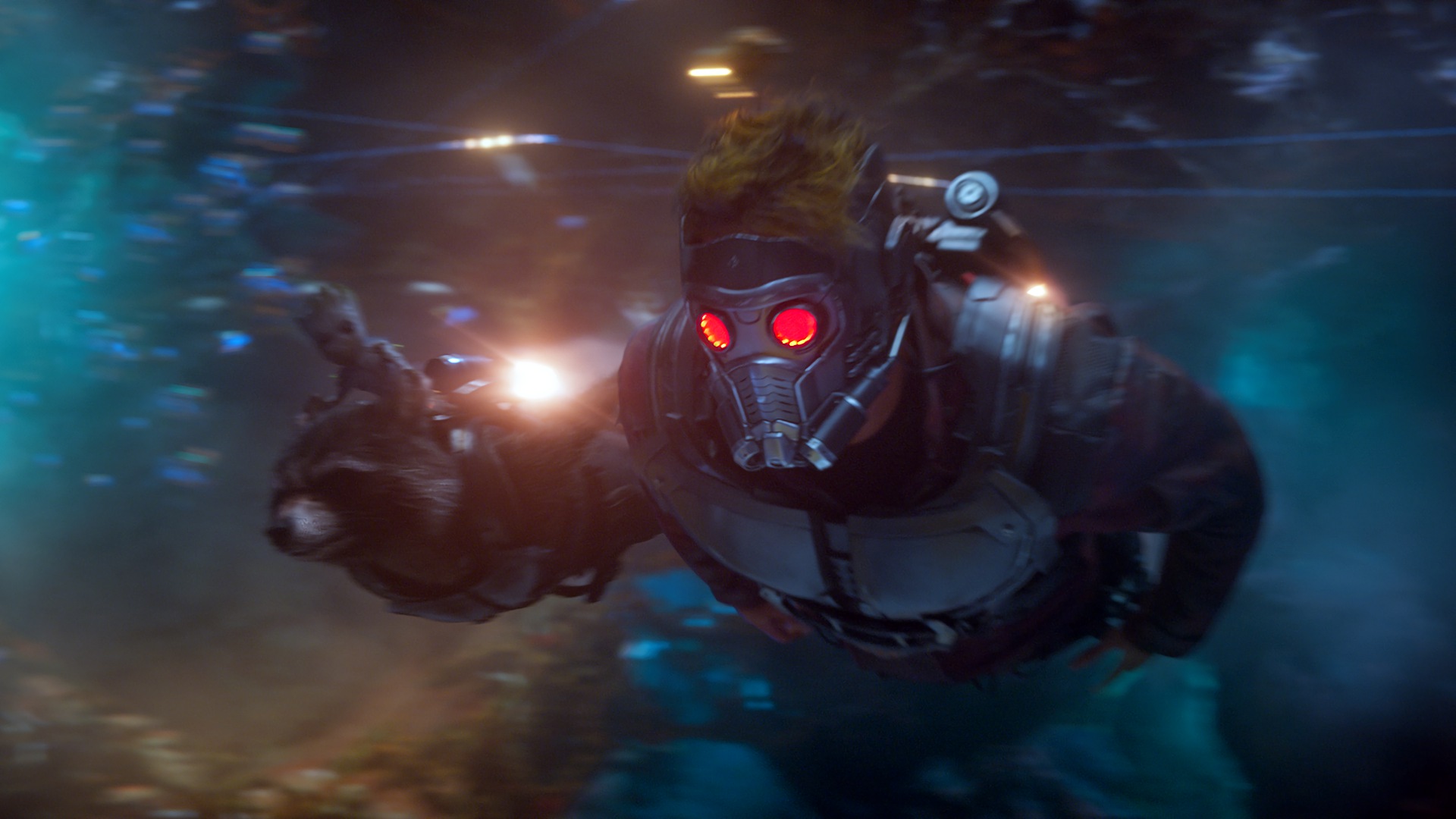 Star Lord Baby Groot And Rocket Guar Wallpaper