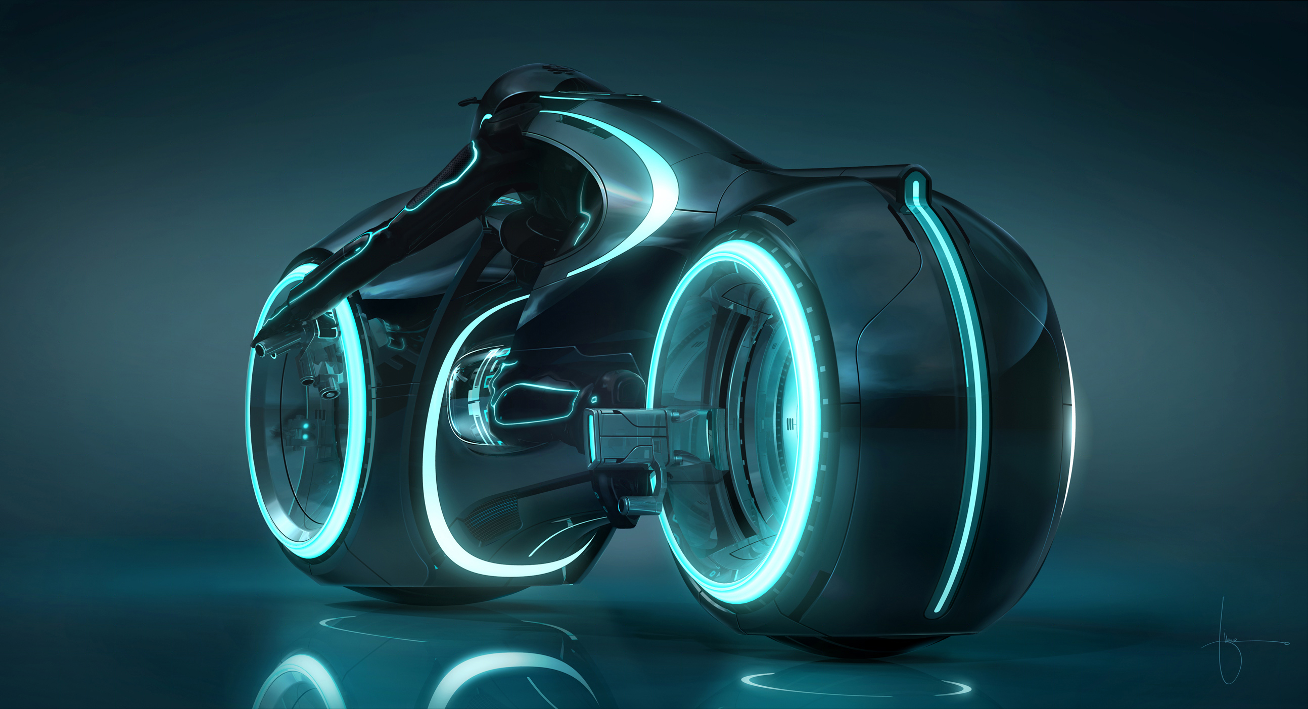 The Light Cycle from Disneys Tron Legacy Movie Desktop Wallpaper