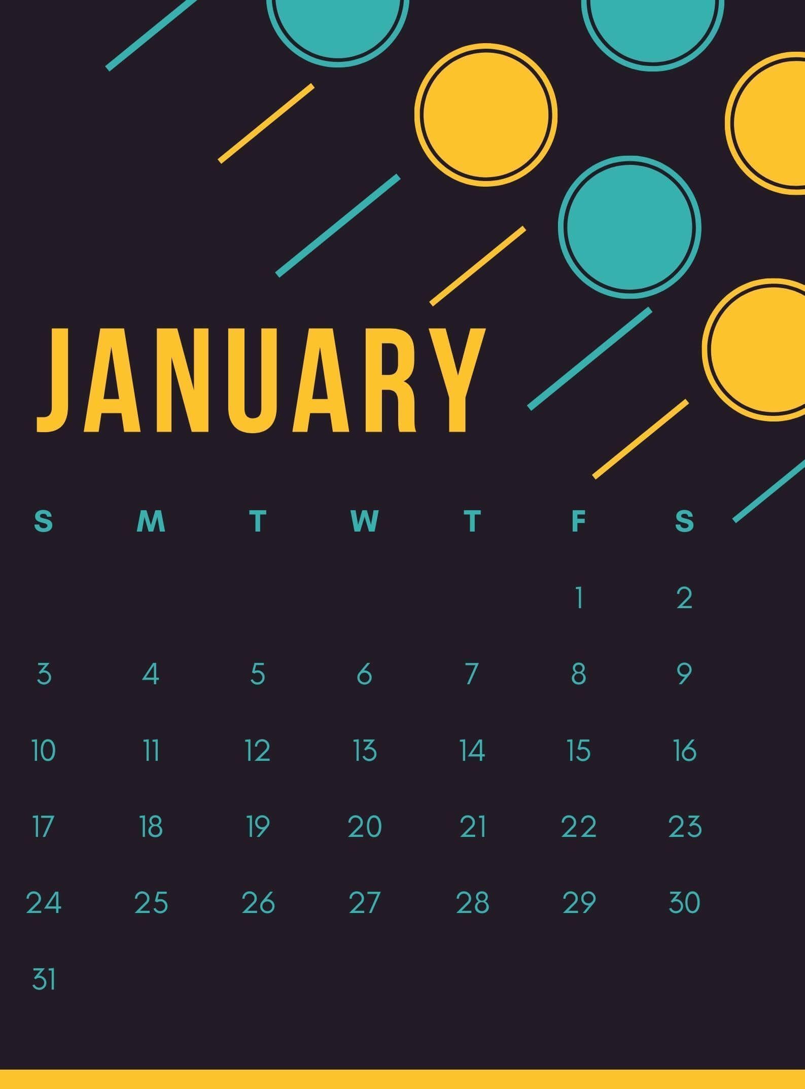 January Calendar Wallpaper For iPhone