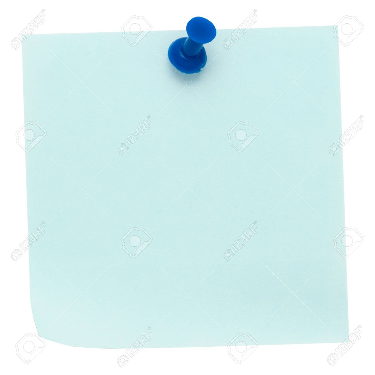 Blue Post it Note Pinned On A Pure White Background Waiting