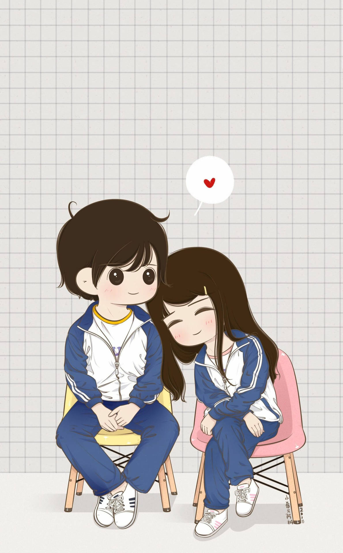 Cute Couples Cartoon Wallpaper