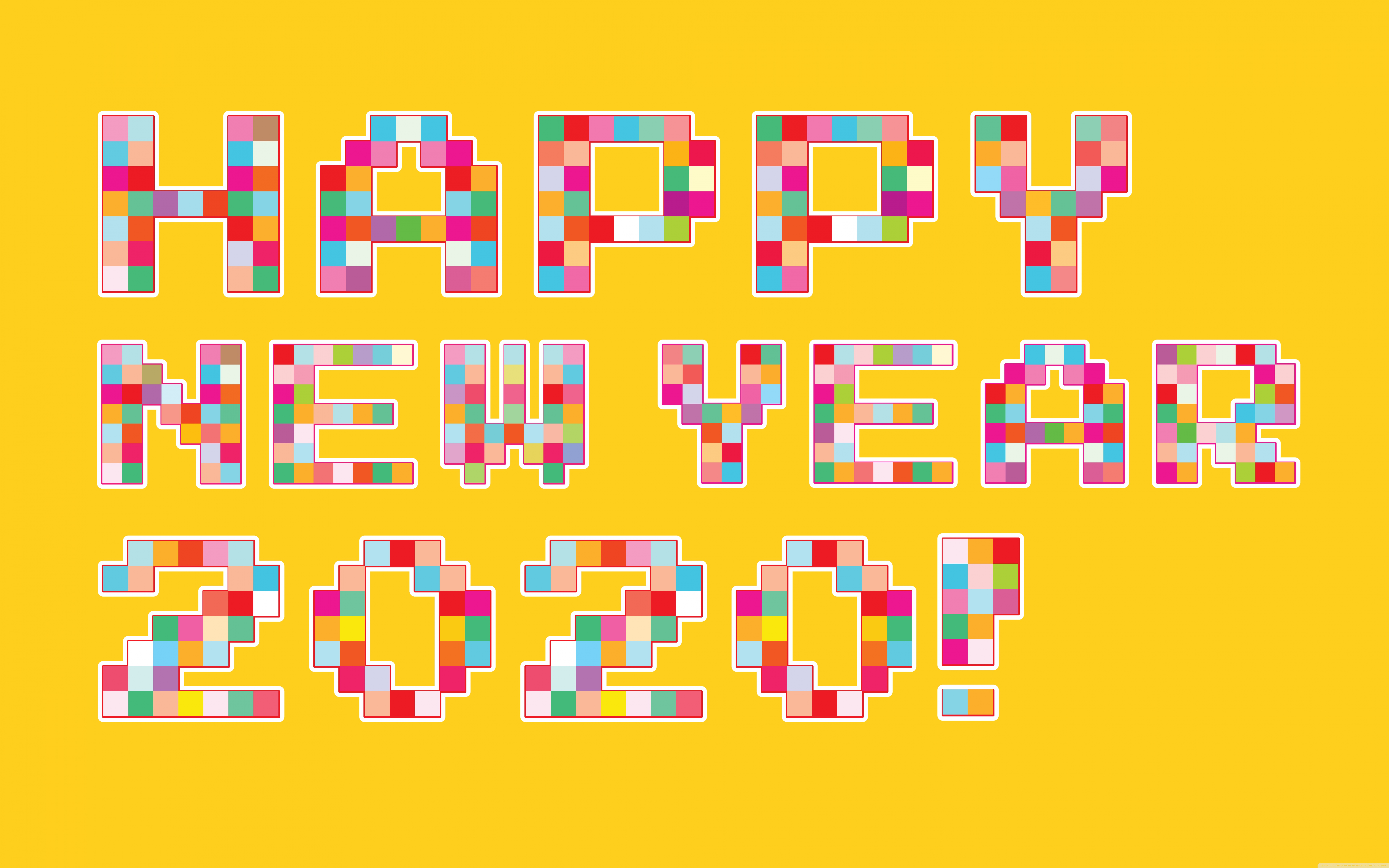 Happy New Year Pixel Art 4k HD Desktop Wallpaper For