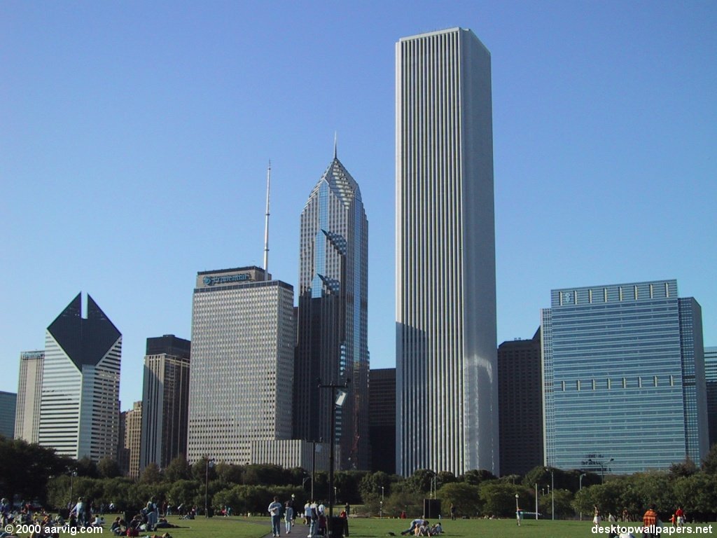 Skyline From Grant Park Chicago Illinois At Desktopwallpaper