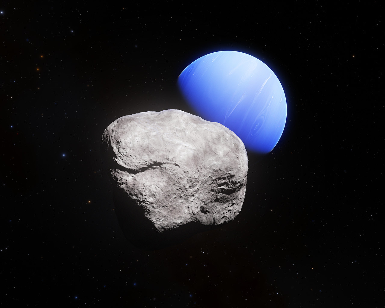 Neptune And Its Smallest Moon Hippocamp Artist S Impression