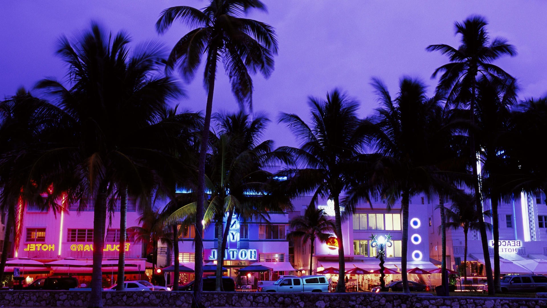 Grand Theft Auto Vice City Hotels Beach Palm Trees Neon
