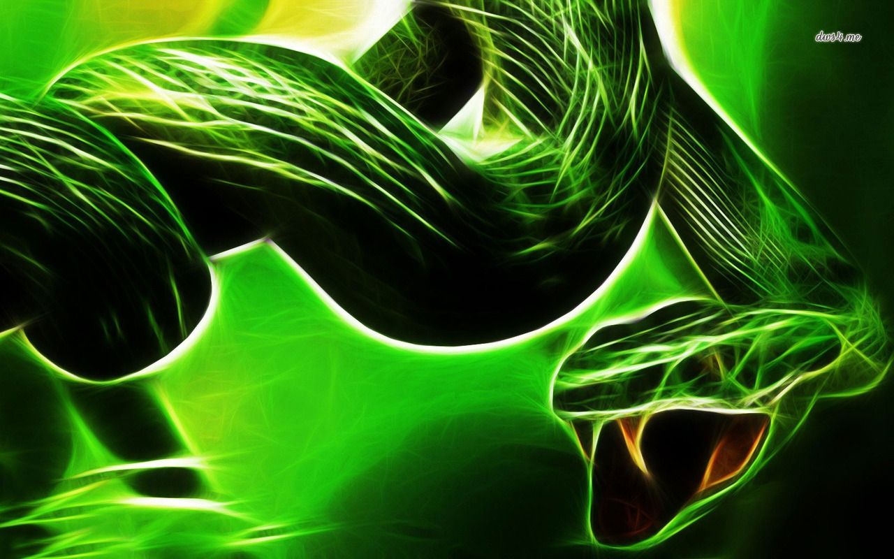 Neon Green Snake Wallpaper Digital Art
