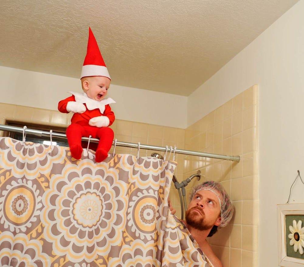 Dad Photoshopped His Son Into a Real Life Elf on a Shelf