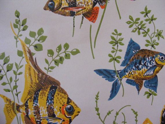 Tropical Fish Vintage Wallpaper Retro Prints