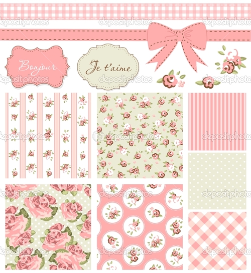Vintage Rose Pattern Frames And Cute Seamless Background Jpg