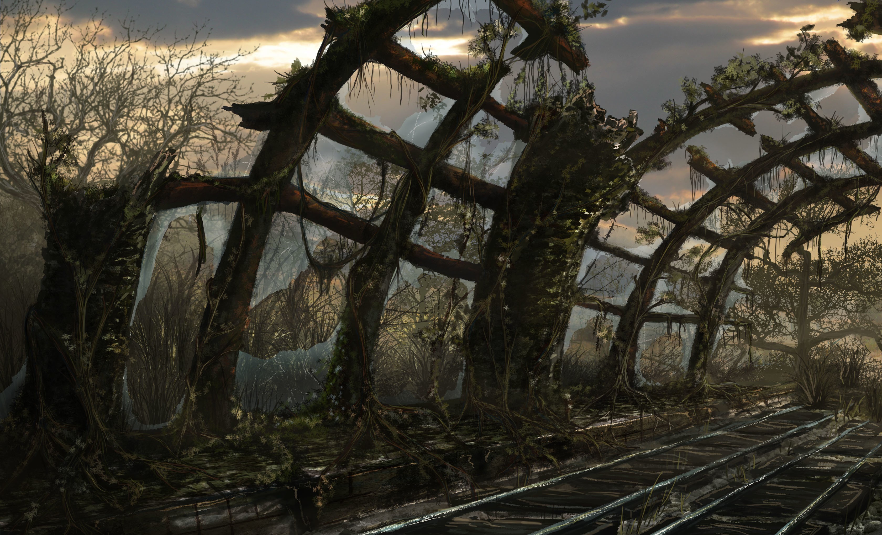 Train Tracks Overgrowth HD Wallpaper Background Image