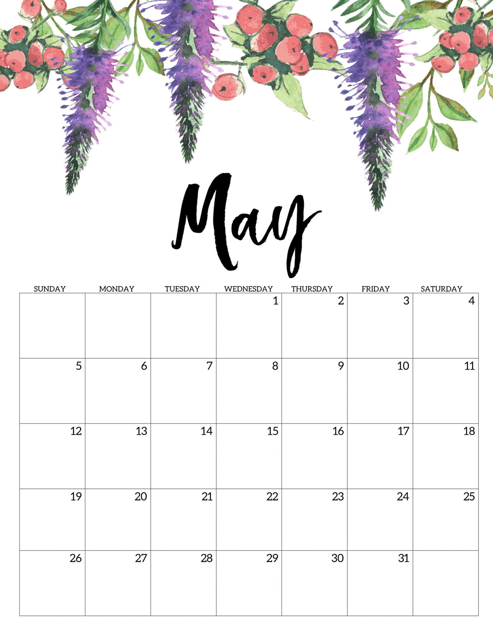 May Calendar Cute Printable Templates And