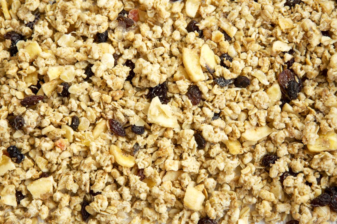Fruit Granola Background Overhead Top From Above