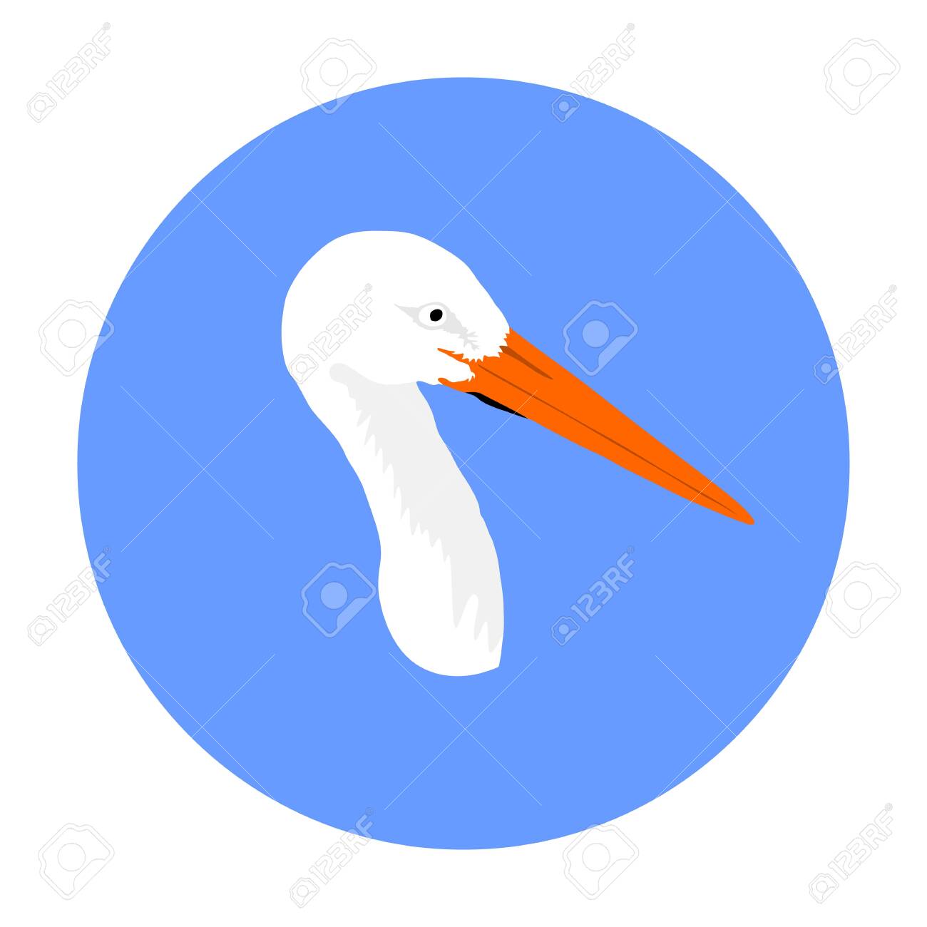 Stork Head Vector Illustration Isolated On Blue Background 1300x1300