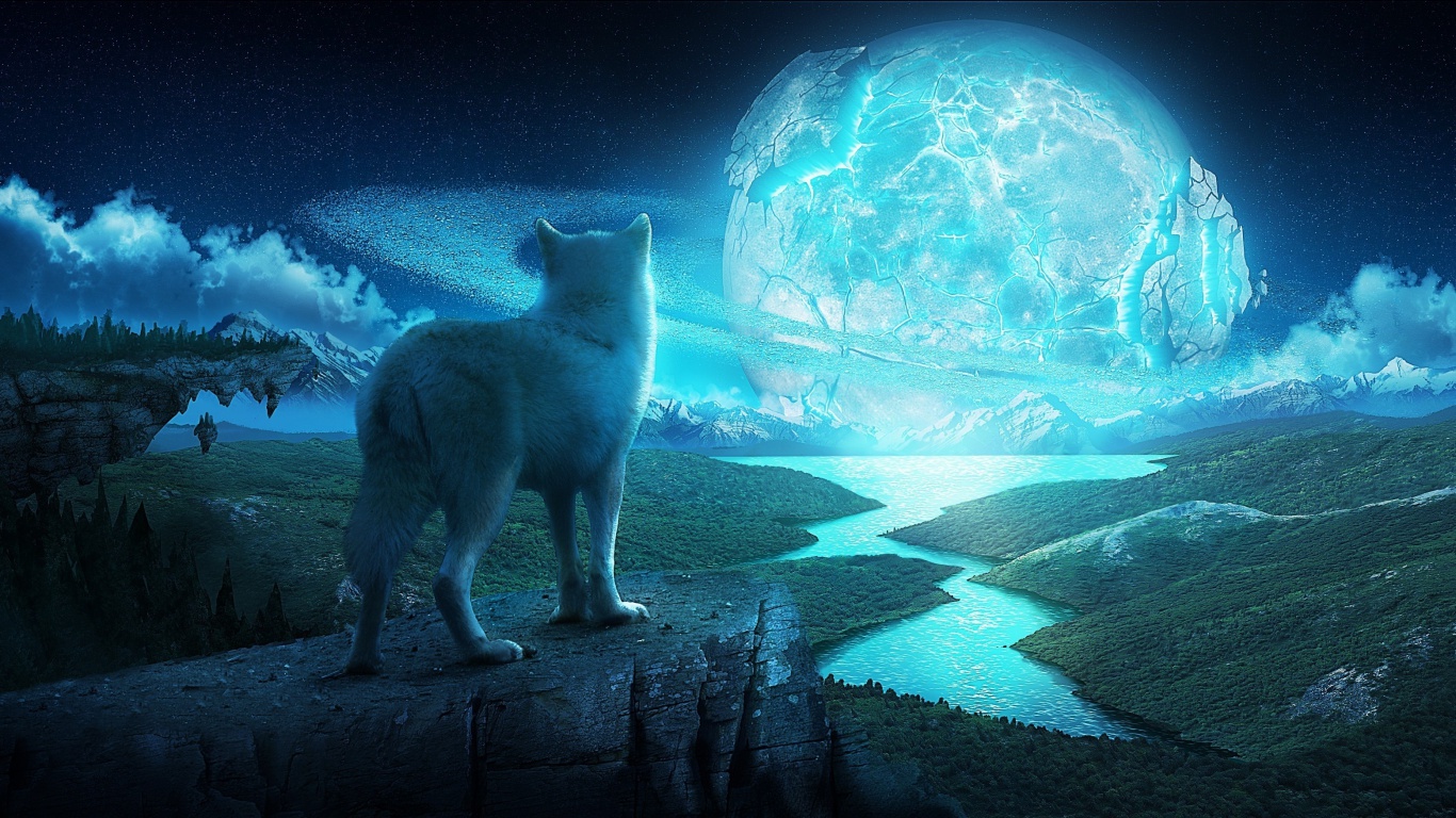 Wolf Cub In A Fantasy World Wallpaper Desktop