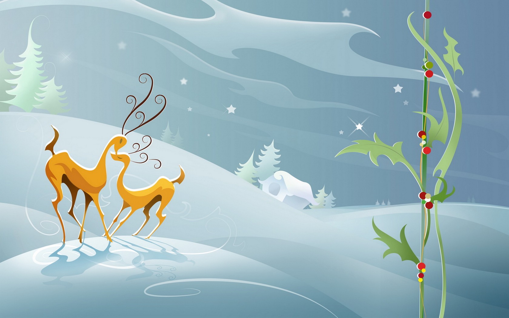 Reindeers Love Christmas Desktop Wallpaper