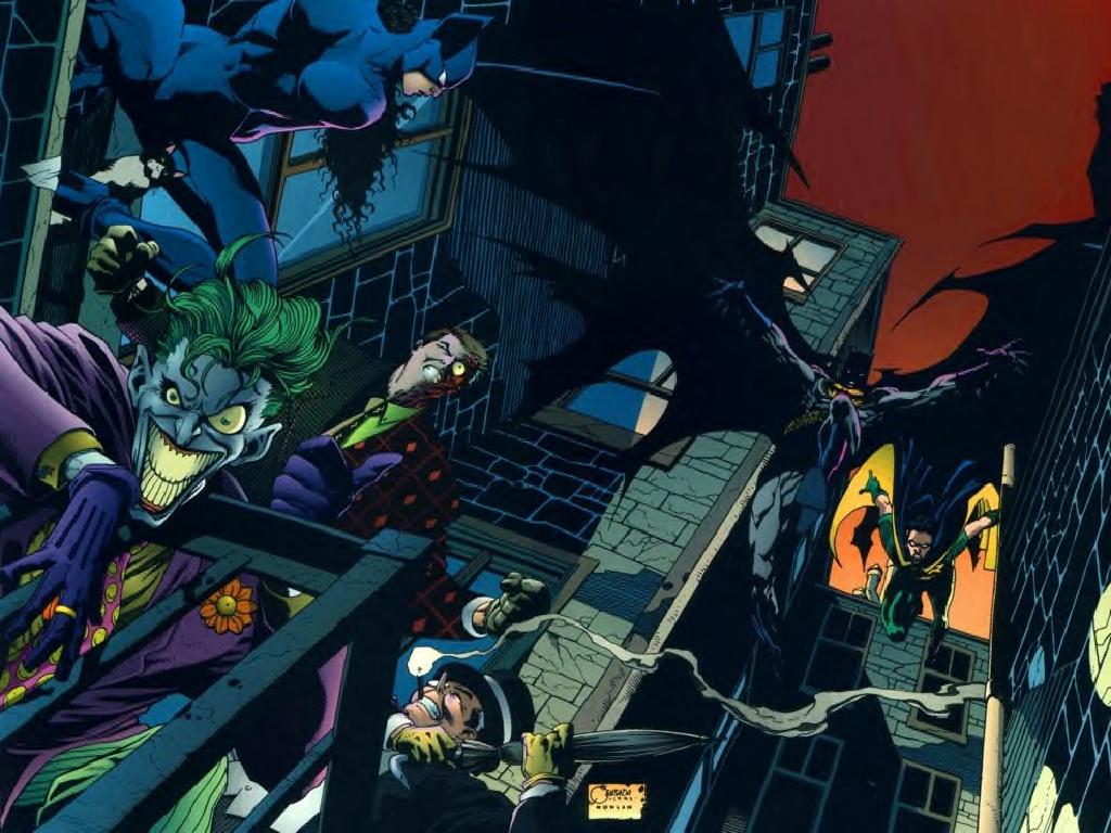 lg batman and robin vs villains by phillip HD Wallpaper of Cartoon 1024x768