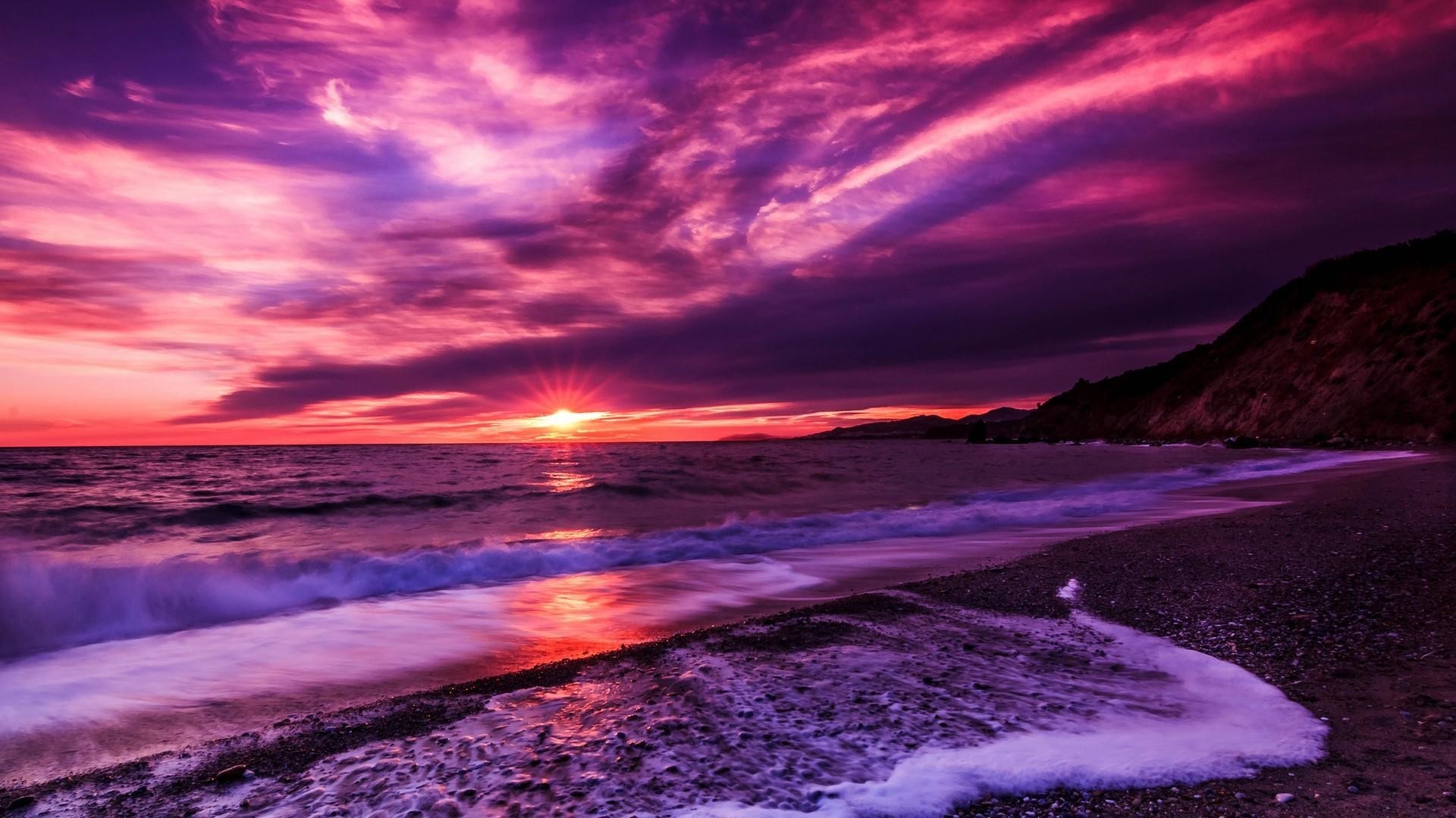 Pink Beach Sunset Wallpaper