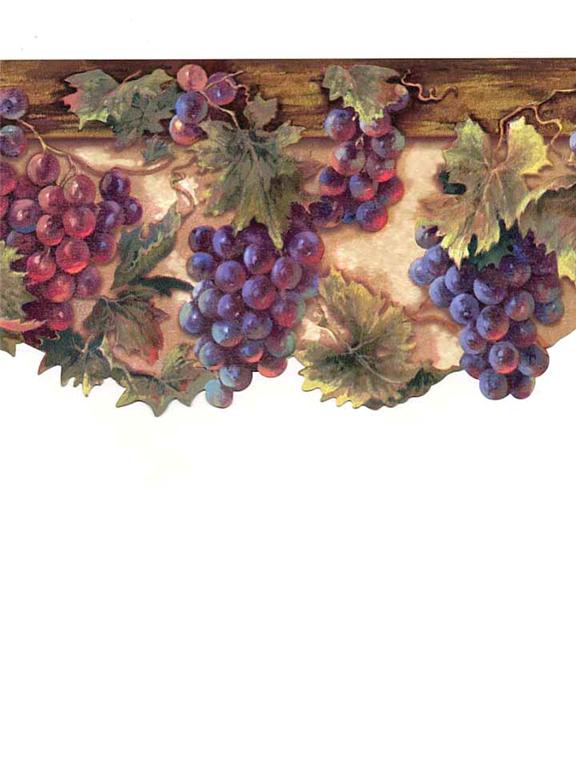 Details About Wallpaper Border Tuscan Die Cut Grapes Grape Leaves