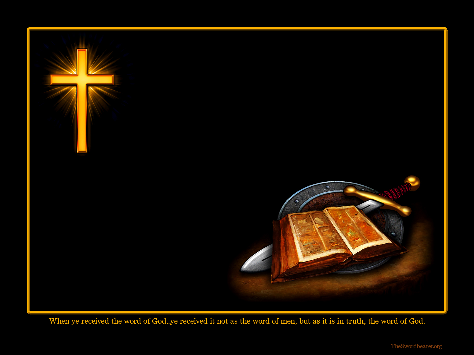 Christian Bible Cross Sword And Shield Wallpaper