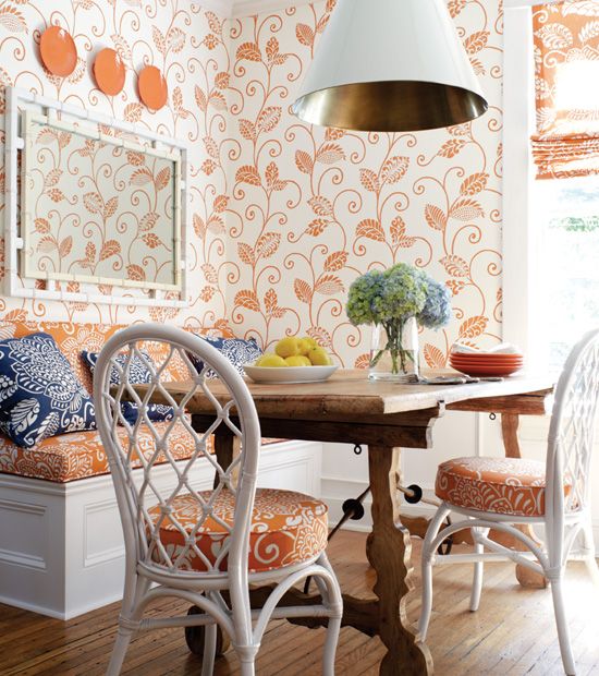 Orange Wallpaper Thibaut Grasscloth