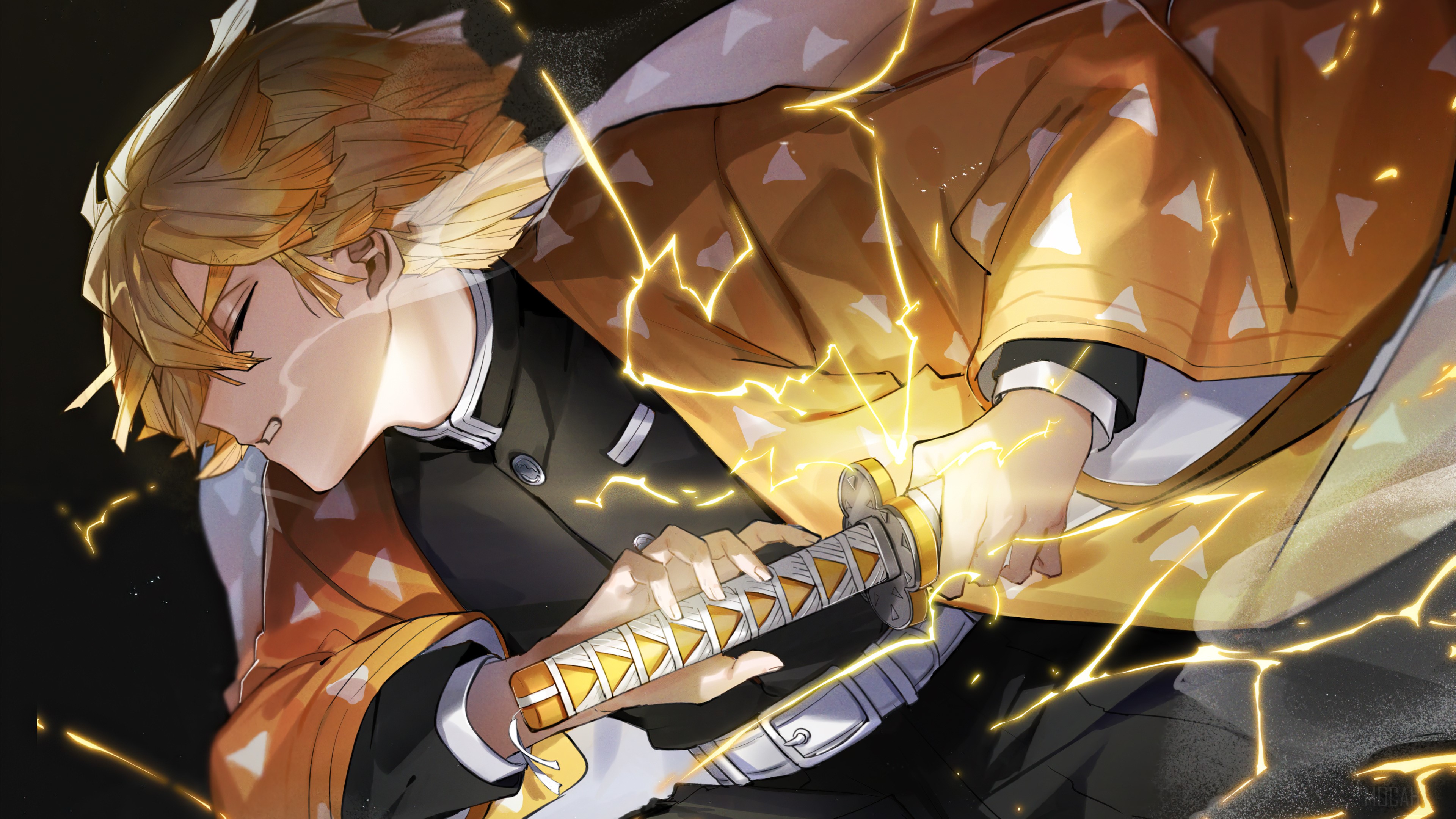 4k Kimetsu No Yaiba Zenitsu Agatsuma HD Wallpaper